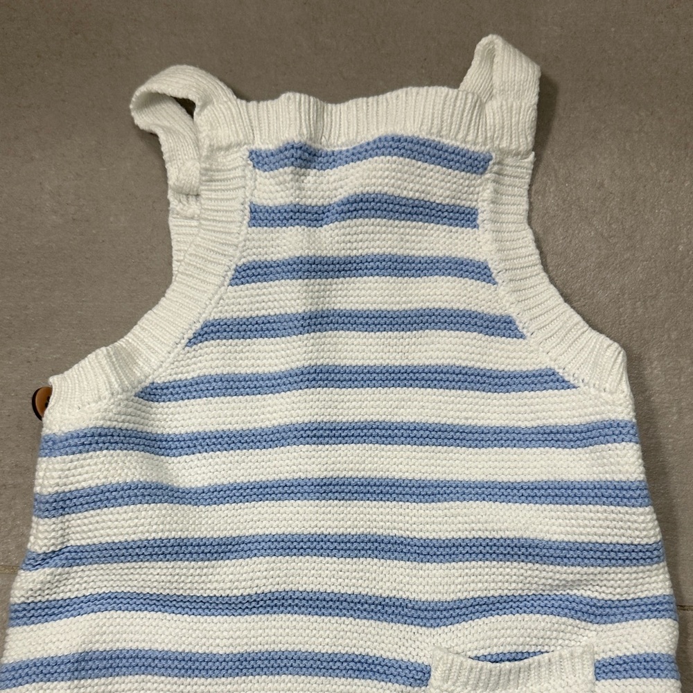 Striped Blue and White Kids Sweater Romper - Picture 6 of 11